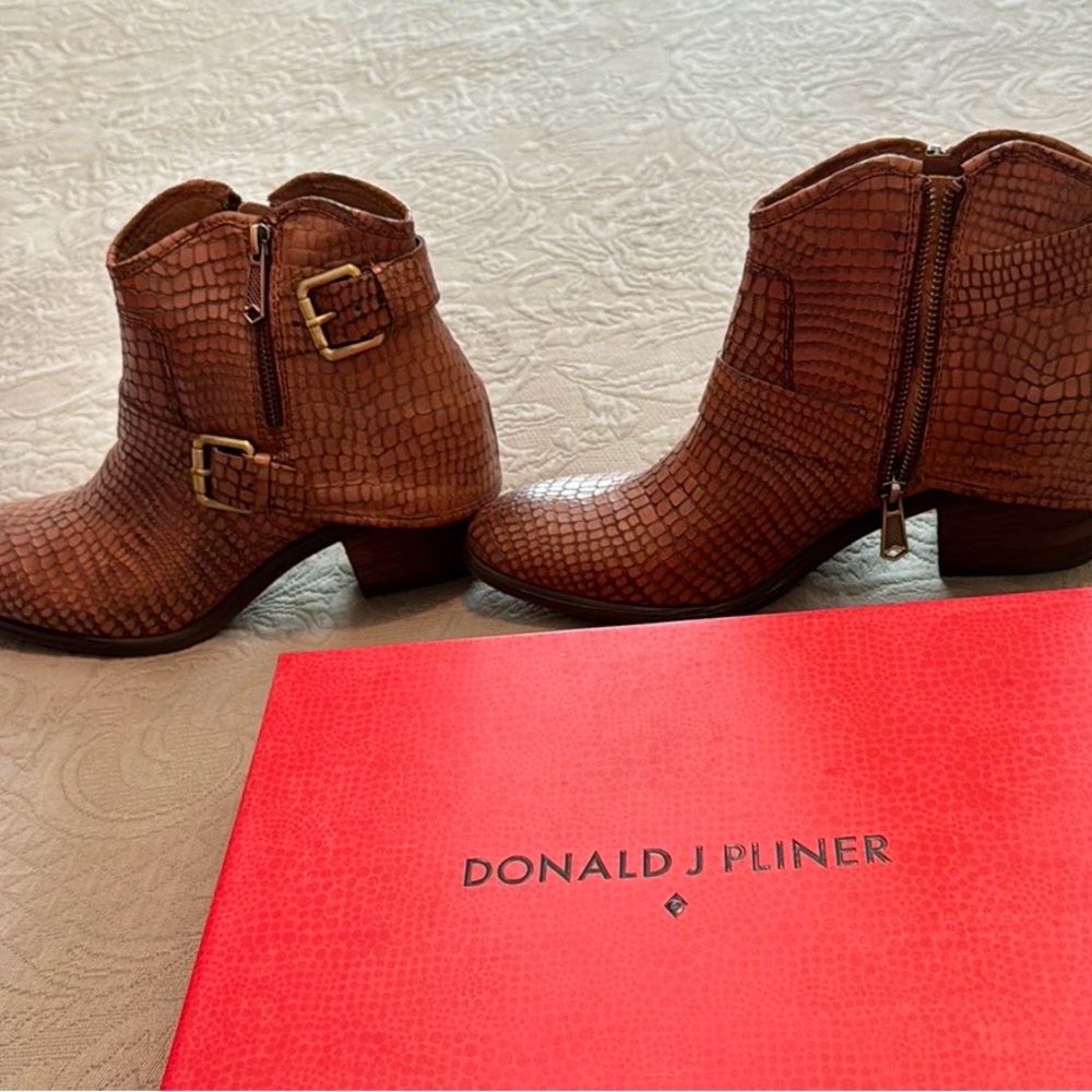 Donald Pliner “Dalis” croc embossed short  boot